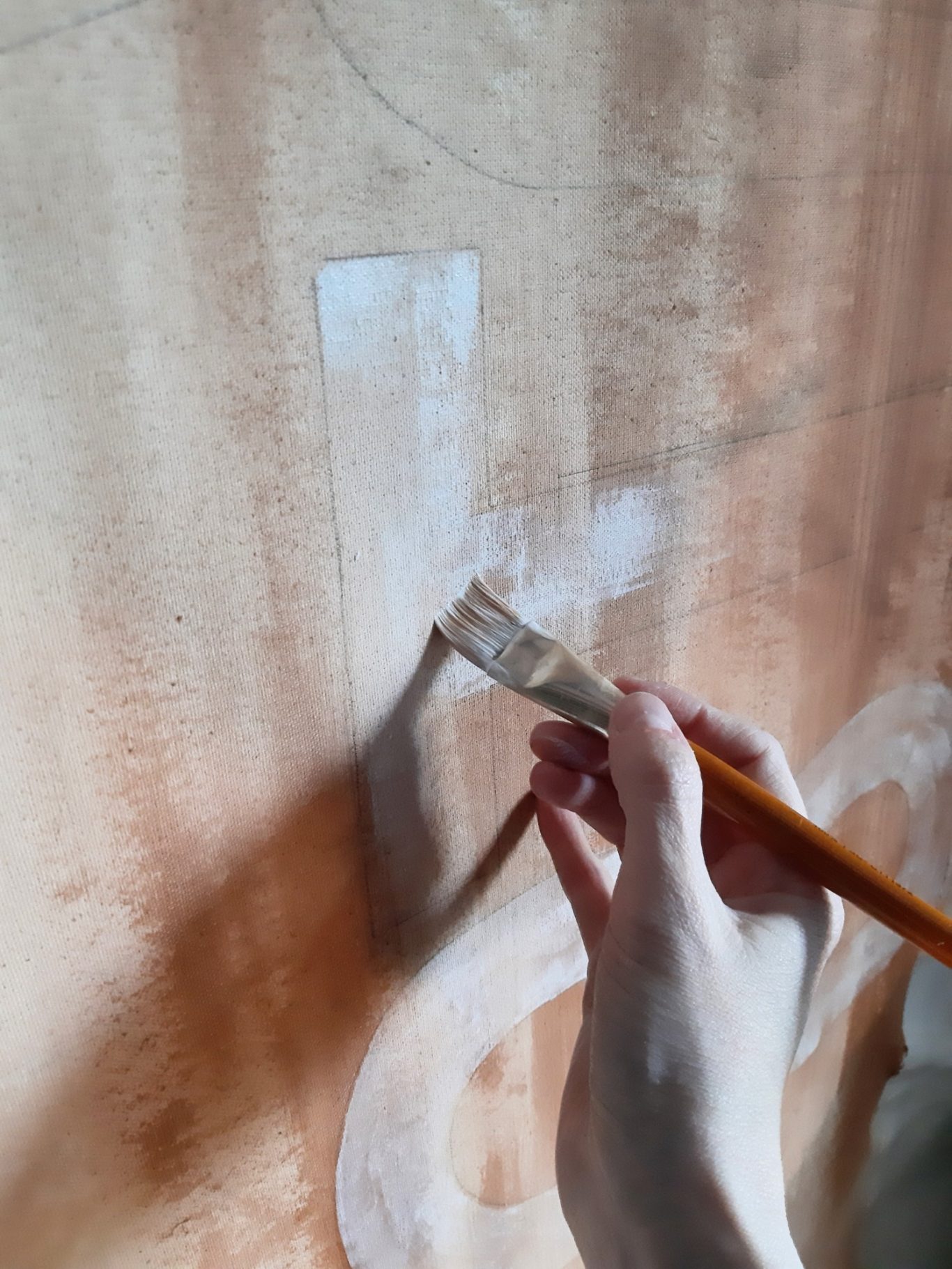 3. Lettering was painted with a weathered effect achieved by using a dry brush technique